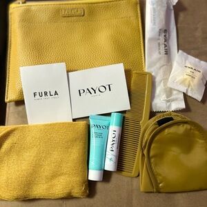 EVA AIR x FURLA Amenity Kit Travel Pack In Mustard Brand New (sealed)